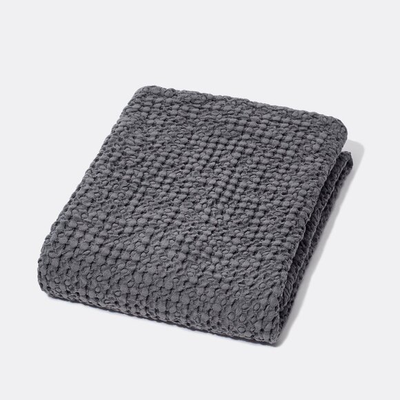 Snowe Honeycomb Hand Towel in Charcoal Grey 100% Cotton Made in Italy - Picture 1 of 4